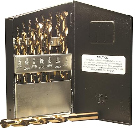 Viking Drill and Tool 68340 Type 240-D 135 Degree Split Point Cobalt Jobber Gold Finish Drill Set (15 Piece)