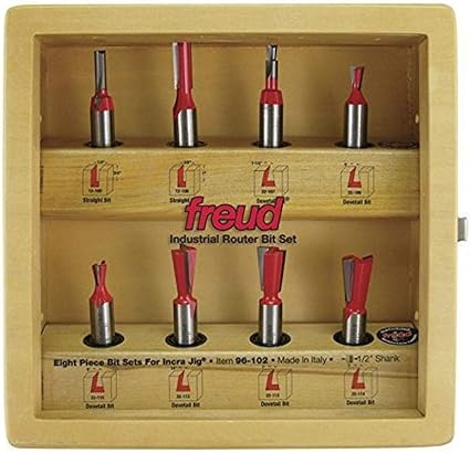 Freud 96-102: 8 Piece Bit Sets For Incra Jig¨ with 1/2