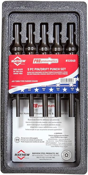 Mayhew Tools 32040 Pneumatic Drift Punch, 5-Piece Set