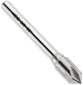 KEO 55805 Solid Carbide Single-End Countersink, Uncoated (Bright) Finish, 6 Flutes, 90 Degree Point Angle, Round Shank, 1/4