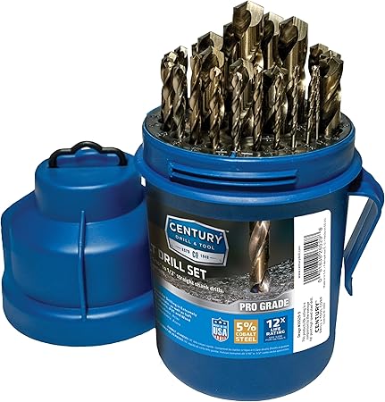 Century Drill & Tool, 26529, 29 PC Set,Jobber Drill Bit,ProGrade, Cobalt Steel, High Speed Drill Bit Pack