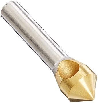 KEO 53514 Cobalt Steel Single-End Countersink, TiN Coated, 82 Degree Point Angle, Round Shank, 3/8