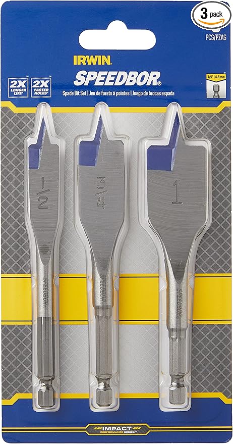 Irwin Tools Irwin Industrial Tools 87950 Speebor Blue Groove Spade Bit Set, 3-Piece