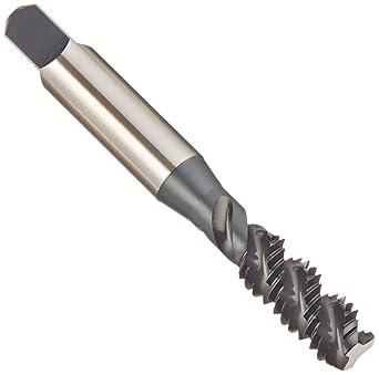 YG-1 - F4483 F4 Series Vanadium Alloy HSS Spiral Flute Tap, Steam Oxide, Round Shank with Square End, Bottoming Chamfer, 3/8