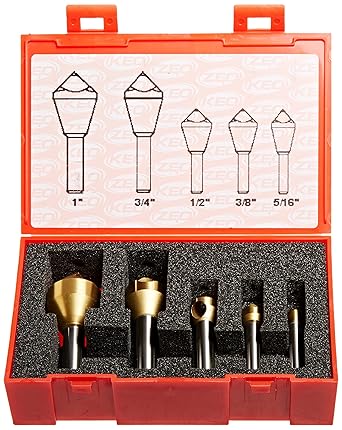 KEO 53519 Cobalt Steel Single-End Countersink Set, TiN Coated, 82 Degree Point Angle, 5/16