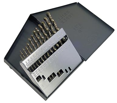 Cle-line C21107 135 Degree Heavy-Duty Cobalt Jobber Length Drill Set in Metal Case, 13 Pieces