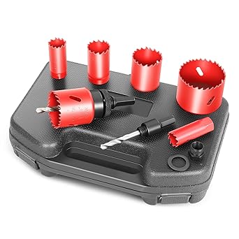 DNA MOTORING 9pc Bi-Metal Cutter Hole Saw Set Hole Saw Kit for Thin Metal, Wood, Steel, Plate, Hole Saw Drilling Kit, W/Case, TOOLS-00542