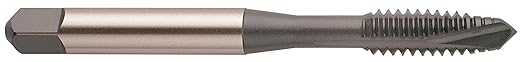 YG-1 K9 Series Vanadium Alloy HSS Spiral Pointed Tap, Uncoated (Bright) Finish, Round Shank with Square End, Plug Chamfer, #8-32 Thread Size, H3 Tolerance