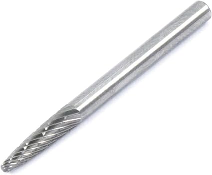 Forney 60136 Tungsten Carbide Burr with 1/8-Inch Shank, Tapered, 1/8-Inch,Dark Grey