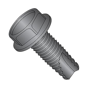 Small Parts 14123WB Steel Thread Cutting Screw, Black Oxide Finish, Hex Washer Head, Type 23, 1/4