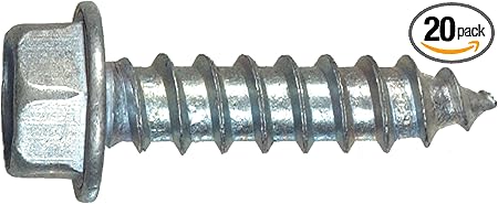 2678 5/16 x 1-Inch Hex Washer Head Sheet Metal Screw, 20-Pack , zinc