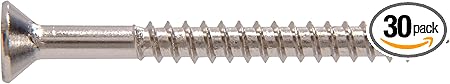 1220 10 x 2 in. Nickel Plated Flat Head Phillips Wood Screw 30-Pack