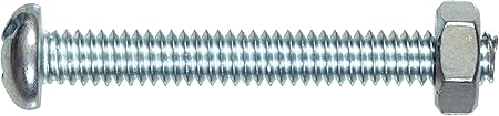 7656 Round Head Combo Machine Screw with Nut, 6-32-Inch x 1-Inch, 10-Pack, 1 inches, Chrome, 10 Count