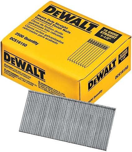 DEWALT Finish Nails, 1-1/2-Inch, 16GA, 2000-Pack (DCS16150), Glossy Exclusive Paper