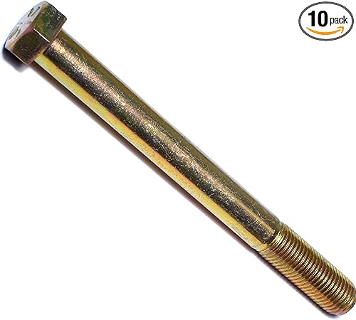 014973253288 Grade 8 Fine Hex Cap Screws, 7/16-20 x 4-1/2, Piece-10, yellow