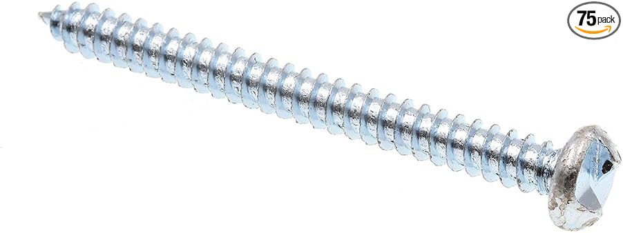 Prime-Line 9027737 Sheet Metal Screw, One Way, #10 X 2 in, Zinc Plated Steel, Pack of 75