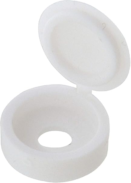 59045 Hinge Screw Cover Number 8/Number 10, White , 15-Pack