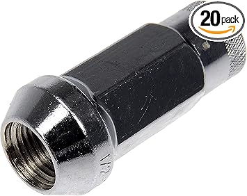 Dorman 713-285 Chrome Open End Knurled Wheel Nuts Compatible with Select Models, 20 Pack