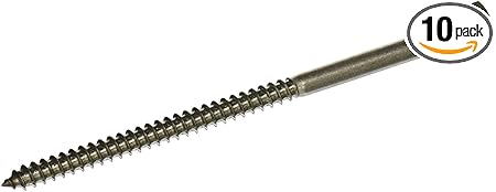 964590 1/4 x 5-Inch Stainless Steel Hex Lag Screw, 10-Pack, 5 inches, No Color