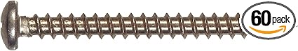 42121 Stainless Steel Pan Head Phillips Sheet Metal Screw 6 x 1/2 60-Pack