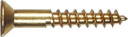 7262 Brass Flat Head Phillips Wood Screw, 6 X 1 1/4-Inch, 4-Pack