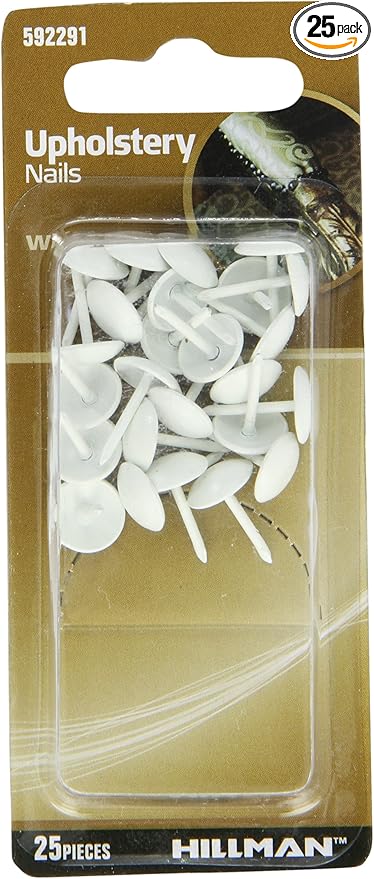 592291 Upholstery Nails, White, 25-Pack