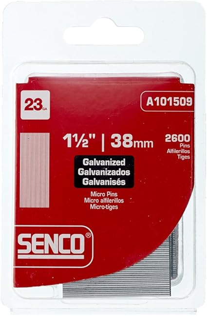 Senco A101509 23-Gauge x 1-1/2-Inch Electro Galvanized Headless Micropins