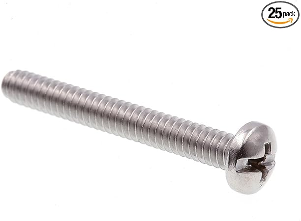 Prime-Line 9009136 Machine Screw, Pan Head, Slotted/Phillips Combo, #10-24 X 1-1/2 in, Grade 18-8 Stainless Steel, Pack of 25