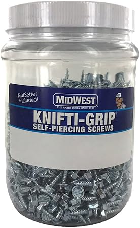 MIDWEST Unpainted Self Piercing Screws - 1000 Piece No. 7 X 1/2