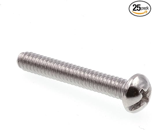 Prime-Line 9004709 Machine Screw, Round Head, Slotted/Phillips Combo, #10-24 X 1-1/4 in, Grade 18-8 Stainless Steel, Pack of 25