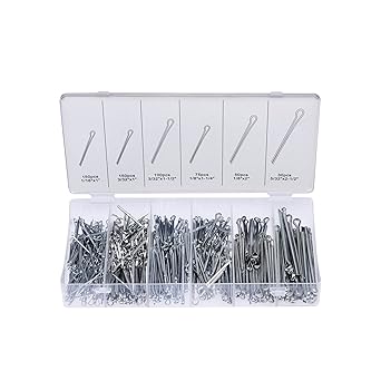 NEIKO 50454A Cotter Pin Assortment | 555 Piece | Zinc Plated Premium Quality | Steel Split Pin Fastener Clips | Straight Hairpins | Holds Pins or Castle Nuts in Place