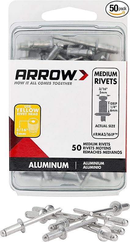 Arrow Fastener RMA3/16IP Medium Aluminum 3/16-Inch Rivets, 50-Pack