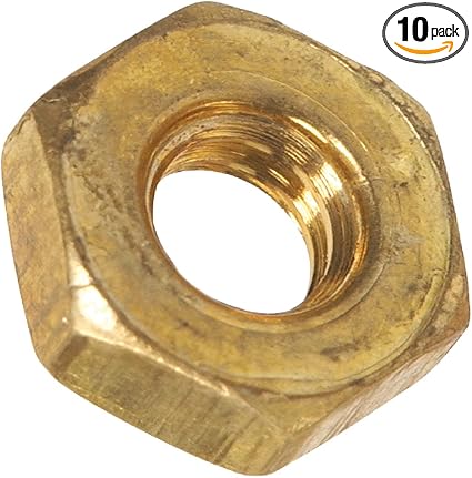 3365 5/16-18 Brass Hex Nut, 10-Pack