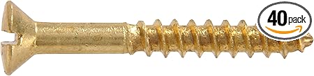 Hillman 1170 Brass Oval Head Slotted Wood Screw 8 x 1 in. 40-Pack