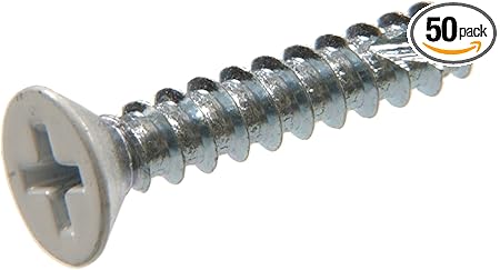 45408 5-Inch x 1/2-Inch Flat Phillips Wood Screw, White, 50-Pack