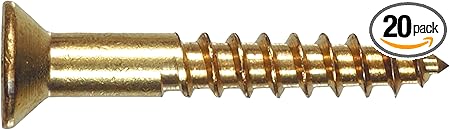 2716 6 X 1-1/4-Inch Brass Flat Phillips Wood Screw, 20-Pack