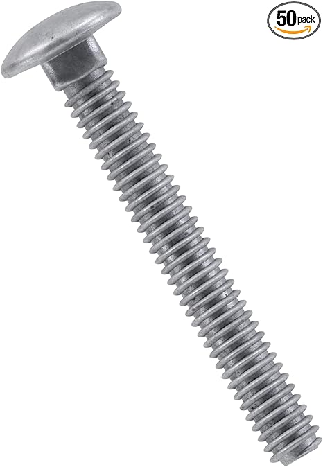 Hillman Group Galvanized Carriage Bolt 5/16” x 6”, 50 Count, Blunt Point, Alloy Steel, Self-Locking Round Head Fasteners, for Wood and Metal, No Washer Needed, Rust-Resistant (812563)