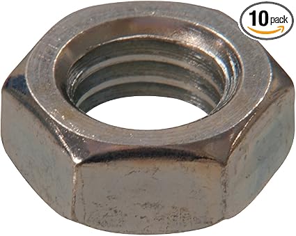 43815 M12-1.25 Metric Hex Jam Nut, 10-Pack