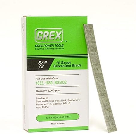 Grex GBN18-15 (F15) 5/8 In. 18 Ga. Brad Nails, Galvanized, 5M