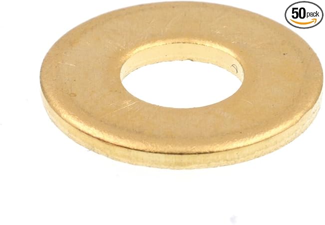 Prime-Line 9079626 Flat Washers, SAE, #8 X 3/8 In. OD, Solid Brass (50 Pack)