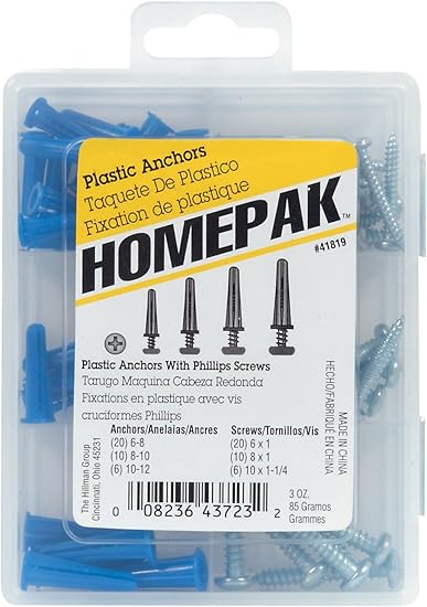 HOMEPAK 41819 Plastic Anchor kit, No Size, No Color