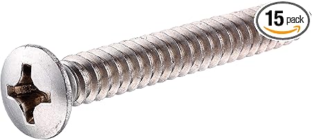 The Hillman Group 2948 8 x 1-1/2-Inch Stainless Steel Oval Head Phillips Sheet Metal Screw, 15-Pack