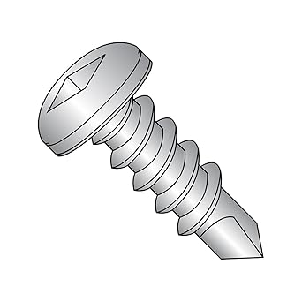 Small Parts 0816KQP410 410 Stainless Steel Self-Drilling Screw, Plain Finish, Pan Head, Square Drive, #2 Drill Point, #8-18 Thread Size, 1