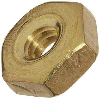 ASME B18.6.3 Plain Brass Machine Screw Hex Nut, #2-56 Thread Size, 1/16