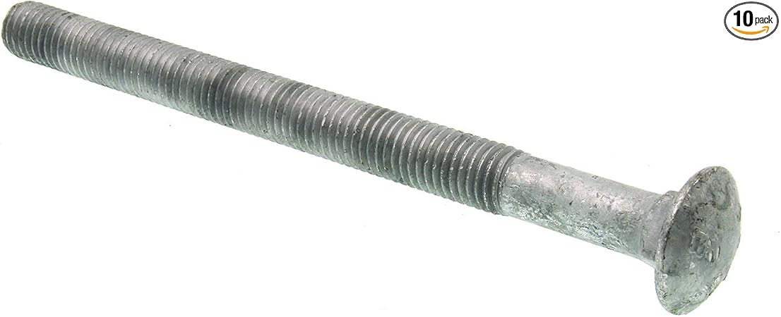 Prime-Line 9065338 Carriage Bolts, 5/8 In.-11 X 8 In., A307 Grade A Hot Dip Galvanized (10 Pack)