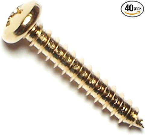 014973127435 Phillips Pan Sheet Metal Screws, 8 x 1, Piece-40,Brass