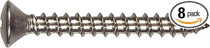 44200 12 x 2-Inch Oval Phillips Sheet Metal Screw, Stainless Steel, 8-Pack