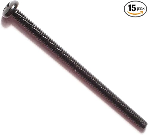 014973174026 Phillips Pan Machine Screws, 6-32 x 2-1/2, Piece-15,Black