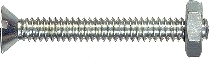 7815 Flat Head Slotted Machine Screw with Nut 10-32X1 1/4 8-Pack