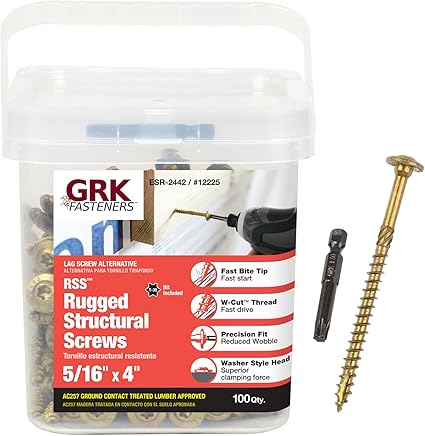 GRK Fasteners-12225 ICC-ESR-2442 HandyPak 5/16 by 4-Inch Structural, 100 Screws per Package, 5/16